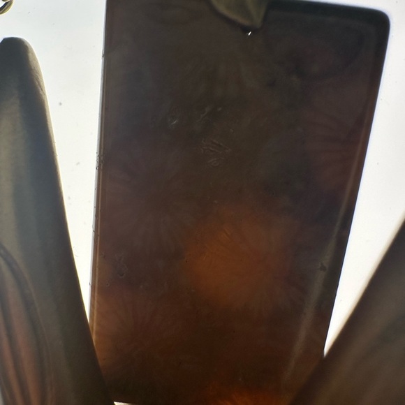 Coral Fossil Rectangle Pendant Necklace - Picture 7 of 9